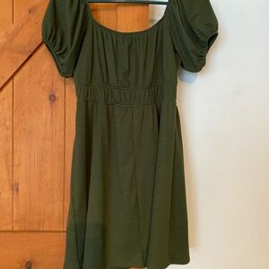 Green Puff Sleeve Dress